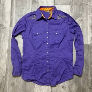 Wrangler Purple Pearl Snap Button Embellished Western Rodeo Shirt Womens sz med